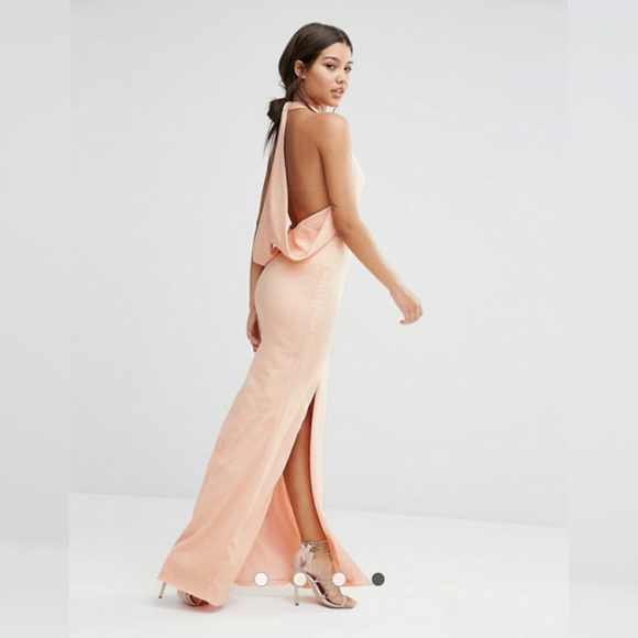 MISSGUIDED | Peach Cowl Back Maxi Dress - Picture 11 of 16